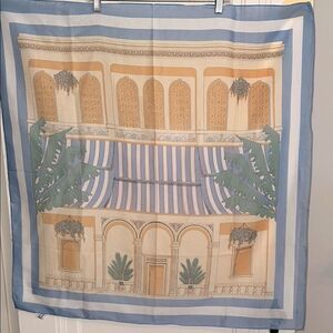 Vintage 1987 Ginnie Johansen Large Thin Cotton‎ Architectural Print Scarf